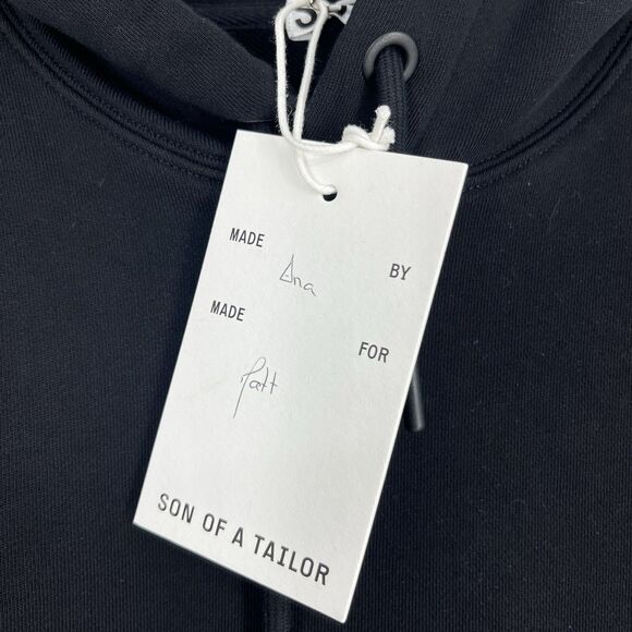Son Of A Tailor Hoodie Sweatshirt Size Medium Mens Black Cotton Terry Pullover - Picture 5 of 11